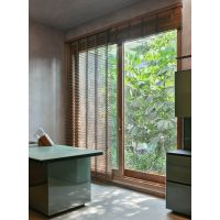 Natural Solid Wood Slide,2/3 track, 39.5mm glass, Natural wood finish color,STD lock, Weather-Resistant.